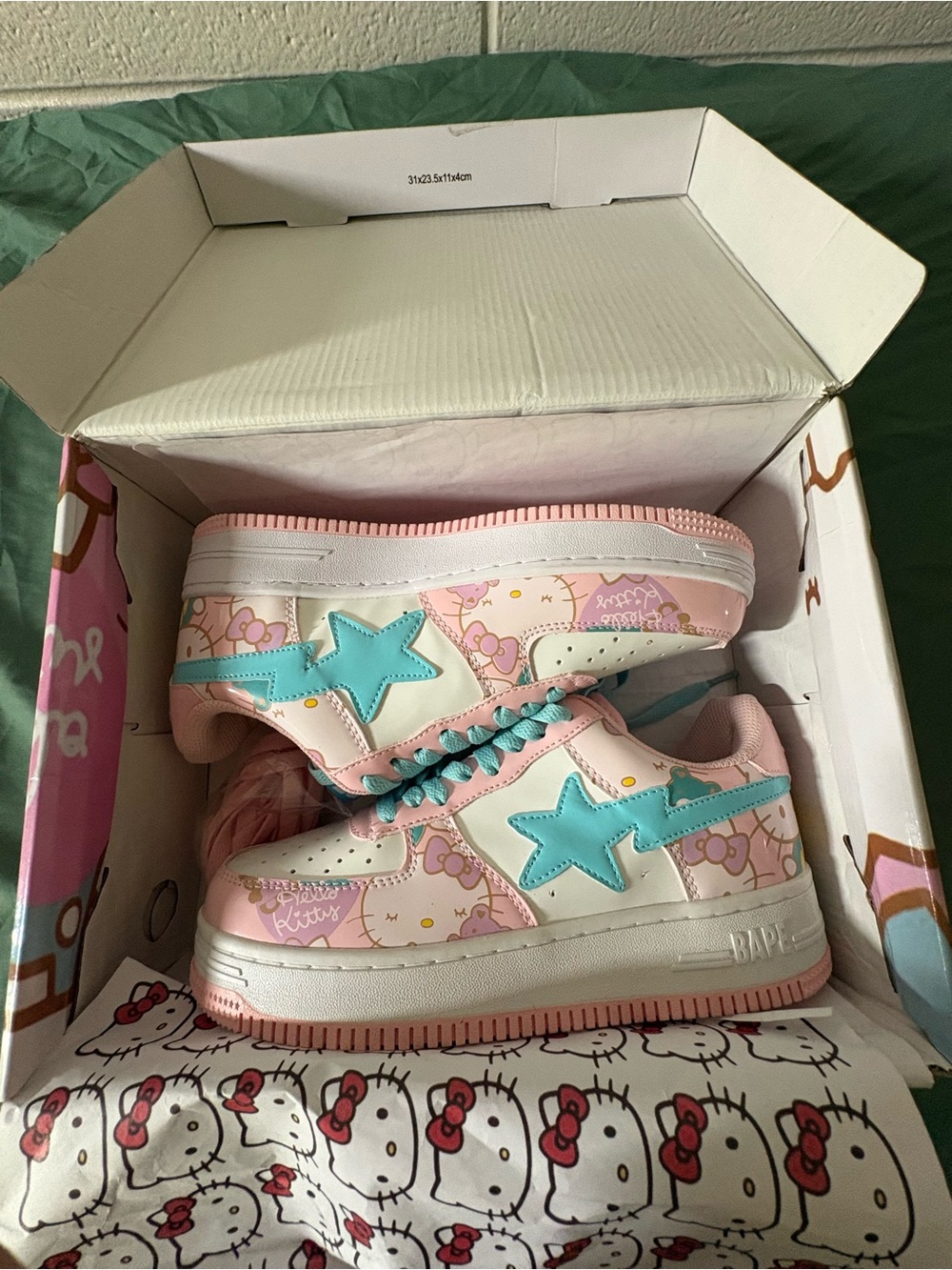 Bape Hello Kitty Bapesta Sneakers Lows/ Blue Pink Colorway✅